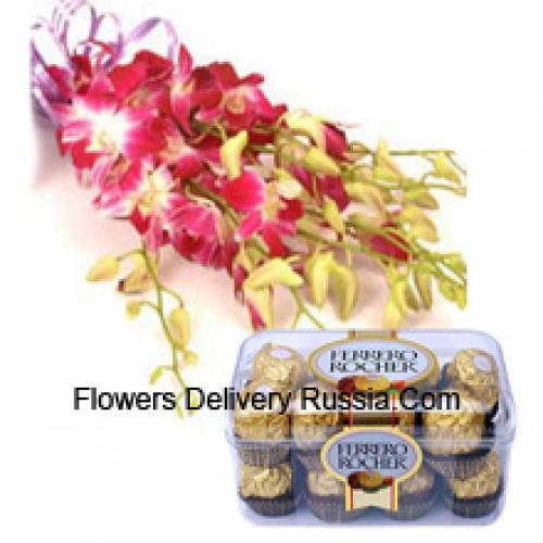 Bezaubernde rosa Orchideen mit 16 Stk. Ferrero Rocher