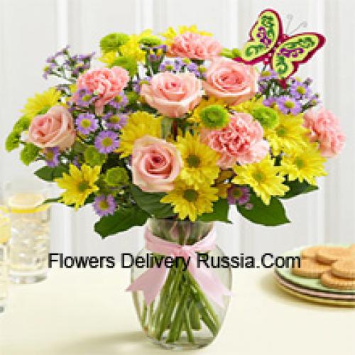 25 Roses, Carnations and Gerberas