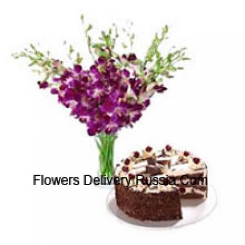 1 Kg Black Forest Cake met schattige orchideeën