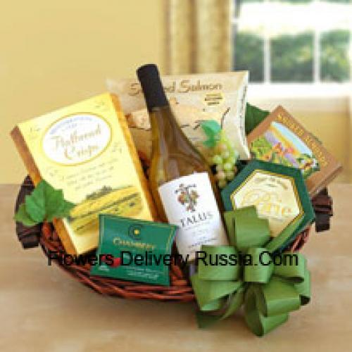 Elegant White Wine and Snack Basket