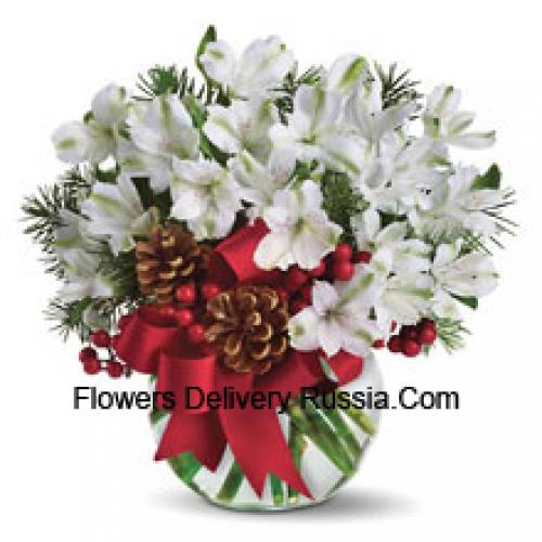 Cute White Alstroemeria in Vase